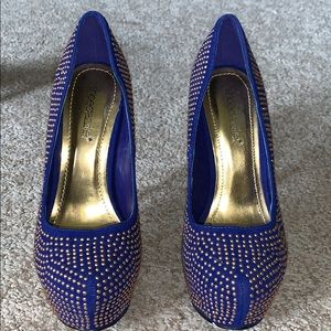 Blue high heels with studs
